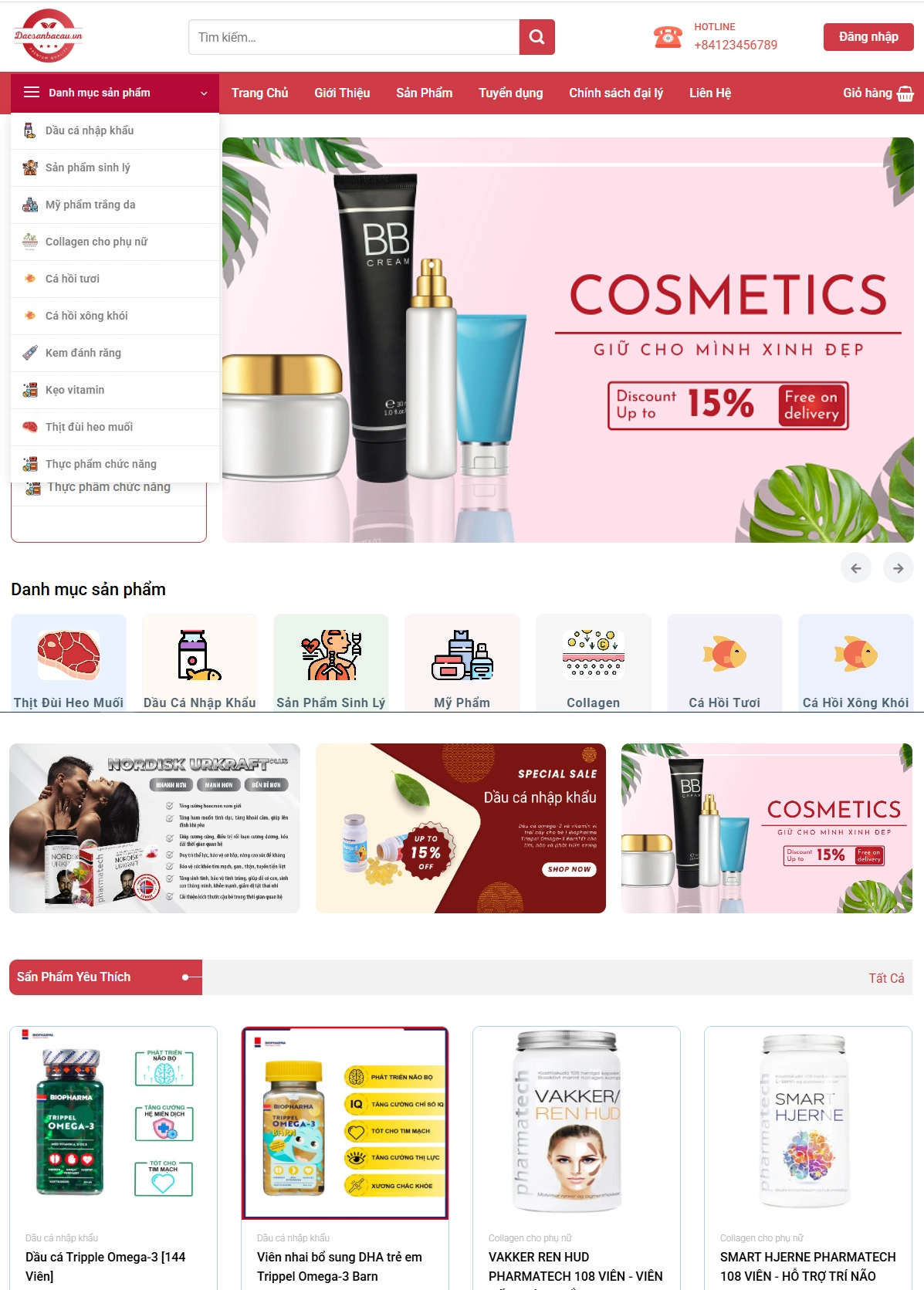 Mẫu website về thực phẩm chức năng nhập khẩu