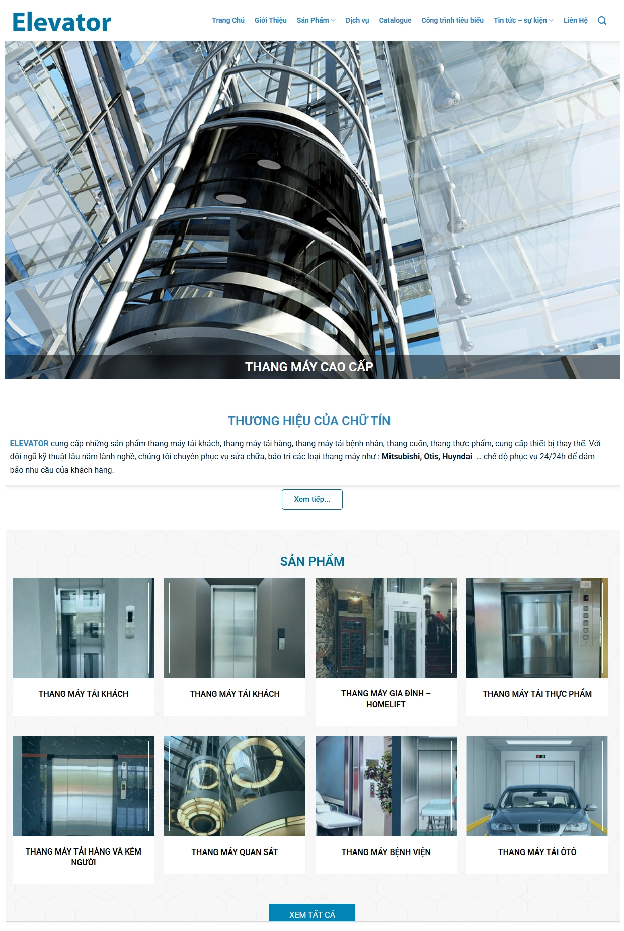 Mẫu website công ty thang máy cao cấp