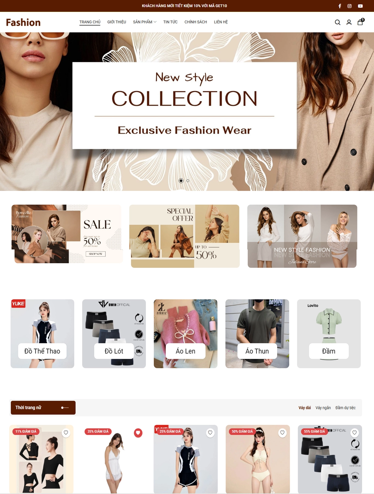 Mẫu website thời trang nam nữ cao cấp