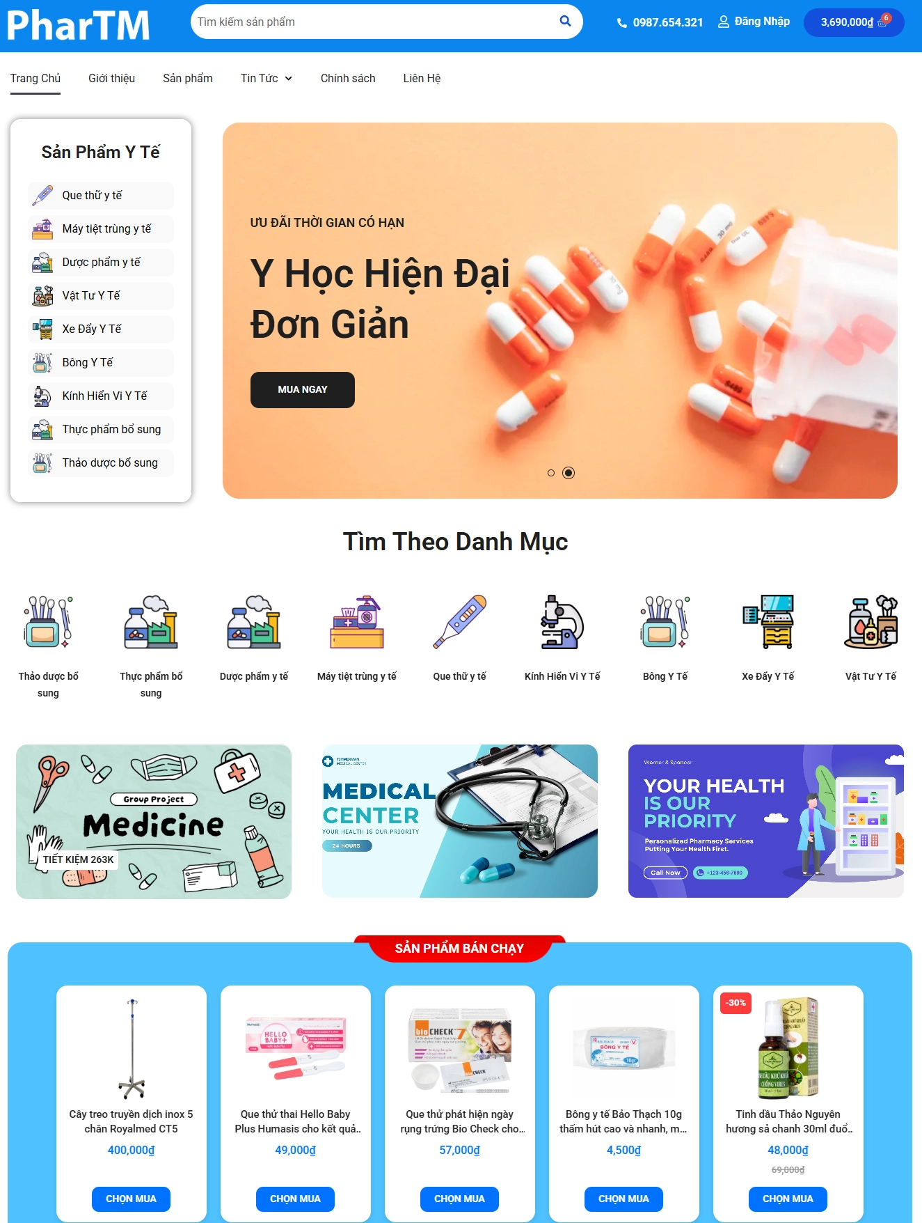 Mẫu website bán hàng thiết bị y tế