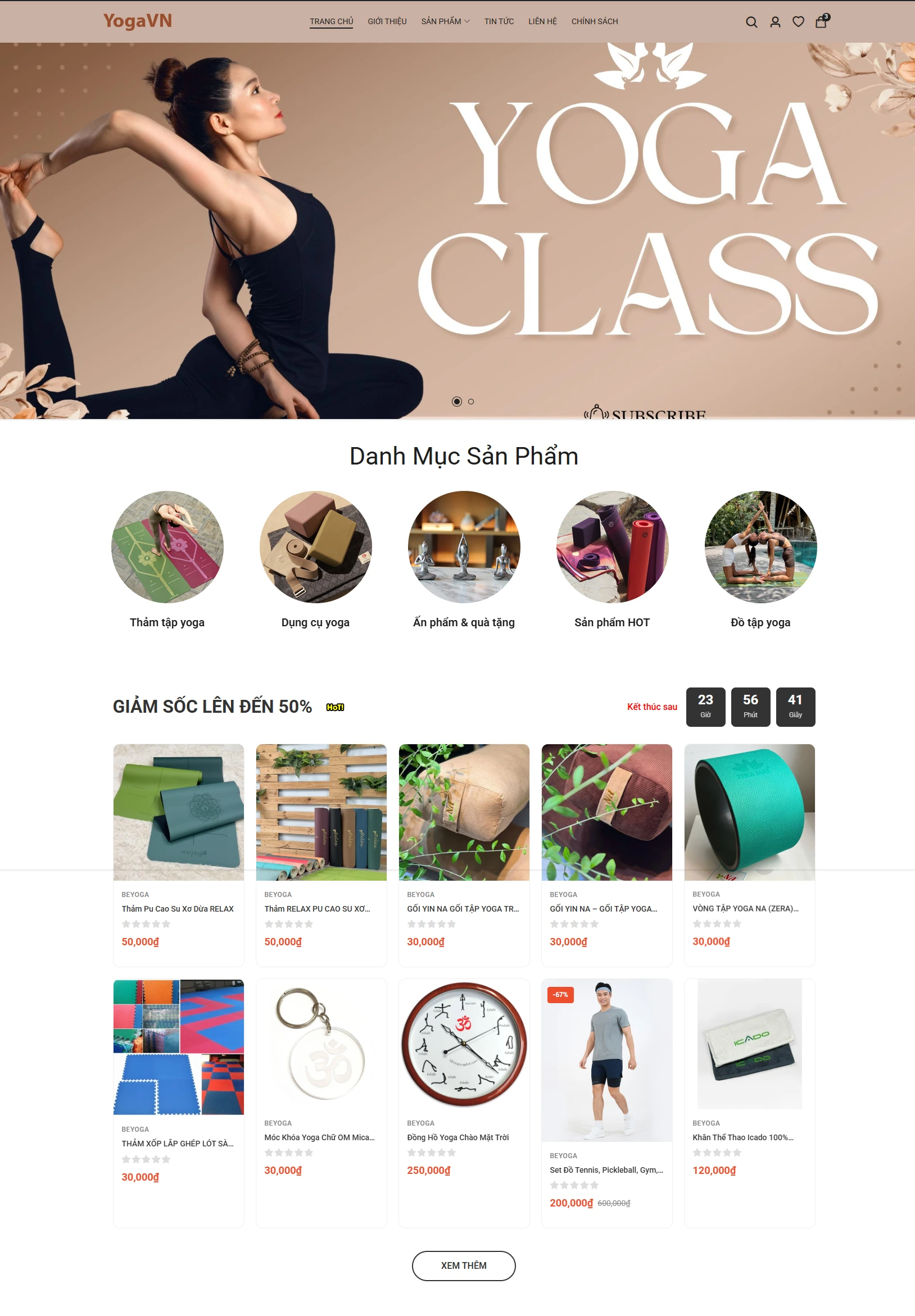 Mẫu website bán hàng shop Yoga